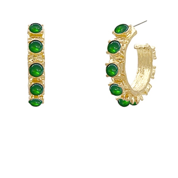 Antique Dotted Stone Hoops - Picture 2 of 3